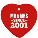23rd Anniversary Mr & Mrs Since 2001 - Heart Ornament