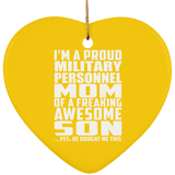 Proud Military Personnel Mom Of Awesome Son - Heart Ornament