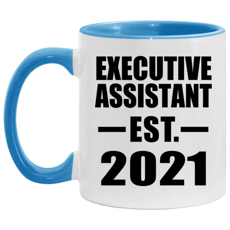 Executive Assistant Established EST. 2021 - 11oz Accent Mug Blue