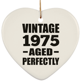 49th Birthday Vintage 1975 Aged Perfectly - Heart Ornament