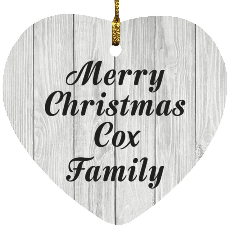 Merry Christmas Cox Family - Heart Ornament F