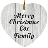 Merry Christmas Cox Family - Heart Ornament F