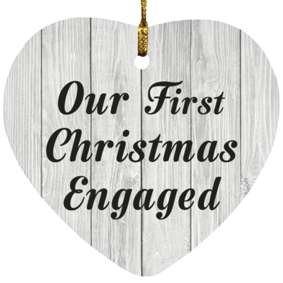 Our First Christmas Engaged - Heart Ornament F