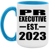 PR Executive Established EST. 2023 - 15oz Accent Mug Blue