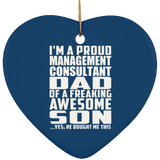 Proud Management Consultant Dad Of Awesome Son - Heart Ornament