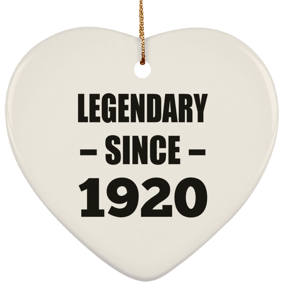 104th Birthday Legendary Since 1920 - Heart Ornament