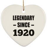 104th Birthday Legendary Since 1920 - Heart Ornament