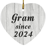Gram Since 2024 - Heart Ornament F