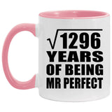 36th Anniversary Square Root of 1296 Years of Mr Perfect - 11oz Accent Mug Pink