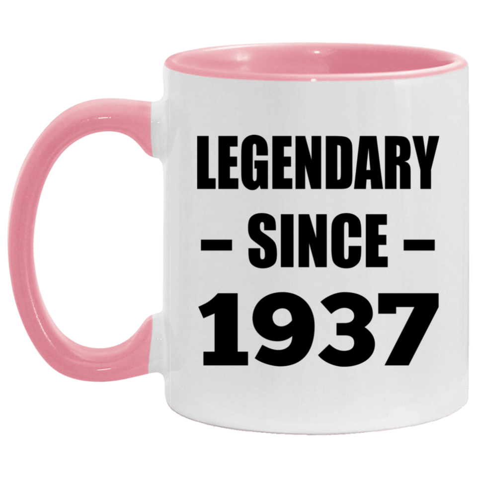 87th Birthday Legendary Since 1937 - 11oz Accent Mug Pink
