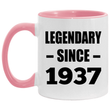 87th Birthday Legendary Since 1937 - 11oz Accent Mug Pink