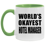 World's Okayest Hotel Manager - 11oz Accent Mug Green