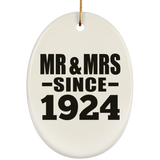 100th Anniversary Mr & Mrs Since 1924 - Oval Ornament