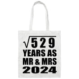 23rd Anniversary Square Root of 529 Years As Mr & Mrs 2024 - Tote Bag White