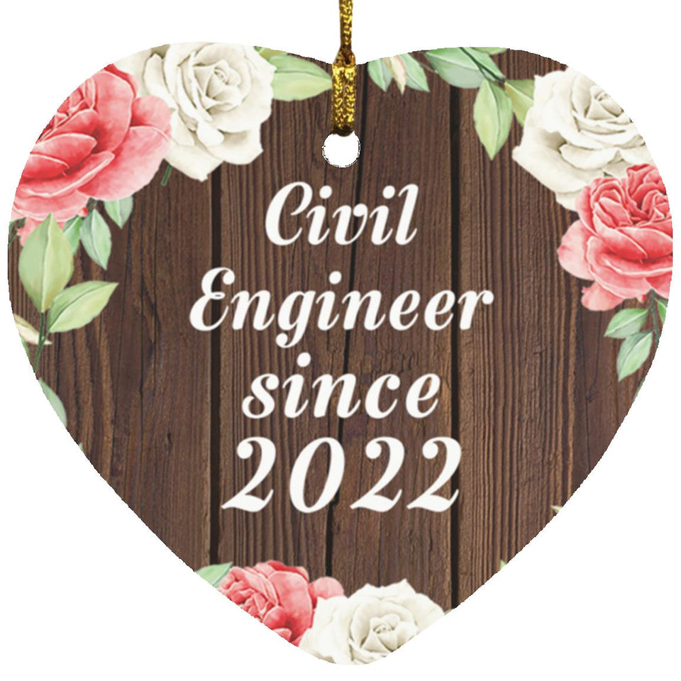 Civil Engineer Since 2022 - Heart Ornament A