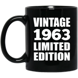 61st Birthday Vintage 1963 Limited Edition - 11oz Coffee Mug Black