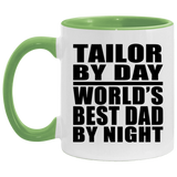 Tailor By Day World's Best Dad By Night - 11oz Accent Mug Green