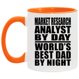 Market Research Analyst By Day World's Best Dad By Night - 11oz Accent Mug Orange