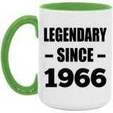 58th Birthday Legendary Since 1966 - 15oz Accent Mug Green