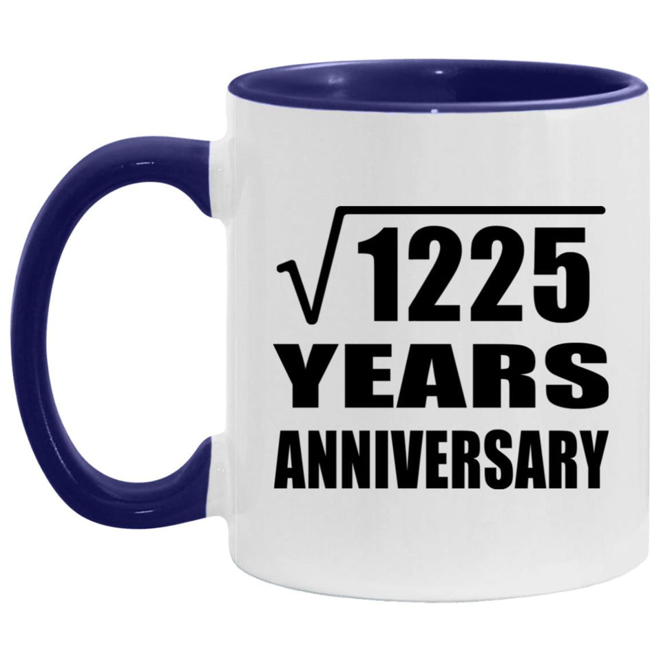 35th Anniversary Square Root of 1225 Years Anniversary - 11oz Accent Mug Purple