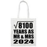 90th Anniversary Square Root of 8100 Years As Mr & Mrs 2024 - Tote Bag White