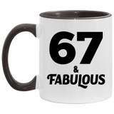 67th Birthday 67 & Fabulous - 11oz Accent Mug Black