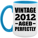 12th Birthday Vintage 2012 Aged Perfectly - 15oz Accent Mug Blue
