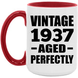 87th Birthday Vintage 1937 Aged Perfectly - 15oz Accent Mug Red