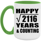 Happy 46th Anniversary Square Root of 2116 Years & Counting - 15oz Accent Mug Green