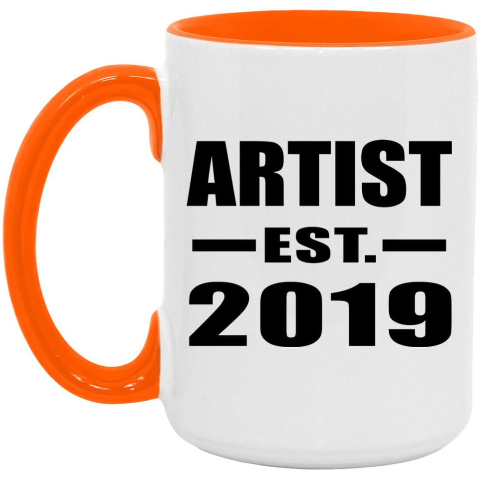 Artist Established EST. 2019 - 15oz Accent Mug Orange