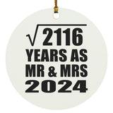 46th Anniversary Square Root of 2116 Years As Mr & Mrs 2024 - Circle Ornament
