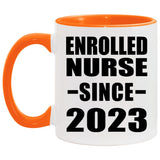 Enrolled Nurse Since 2023 - 11oz Accent Mug Orange