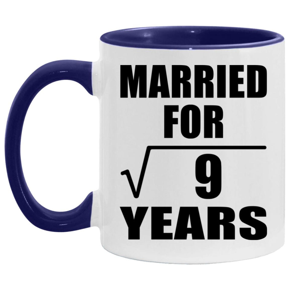 3rd Anniversary Married For Square Root of 9 Years - 11oz Accent Mug Purple