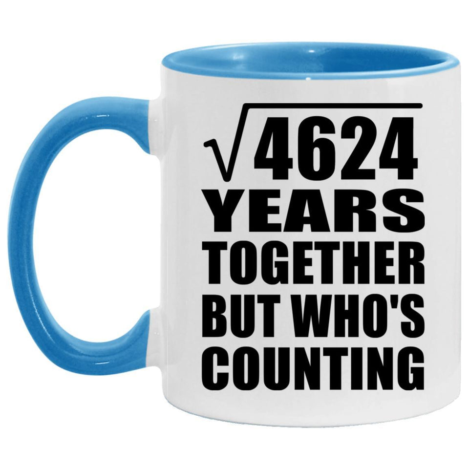 68th Anniversary Square Root of 4624 Years Who's Counting - 11oz Accent Mug Blue