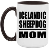 Icelandic Sheepdog Mom - 15oz Accent Mug Black