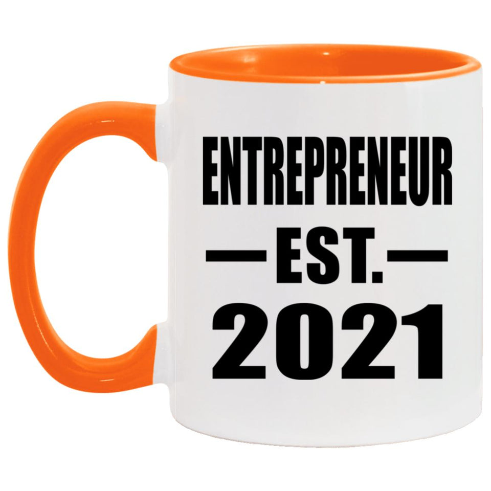Entrepreneur Established EST. 2021 - 11oz Accent Mug Orange