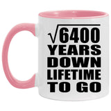 80th Anniversary Square Root of 6400 Years Lifetime To Go - 11oz Accent Mug Pink
