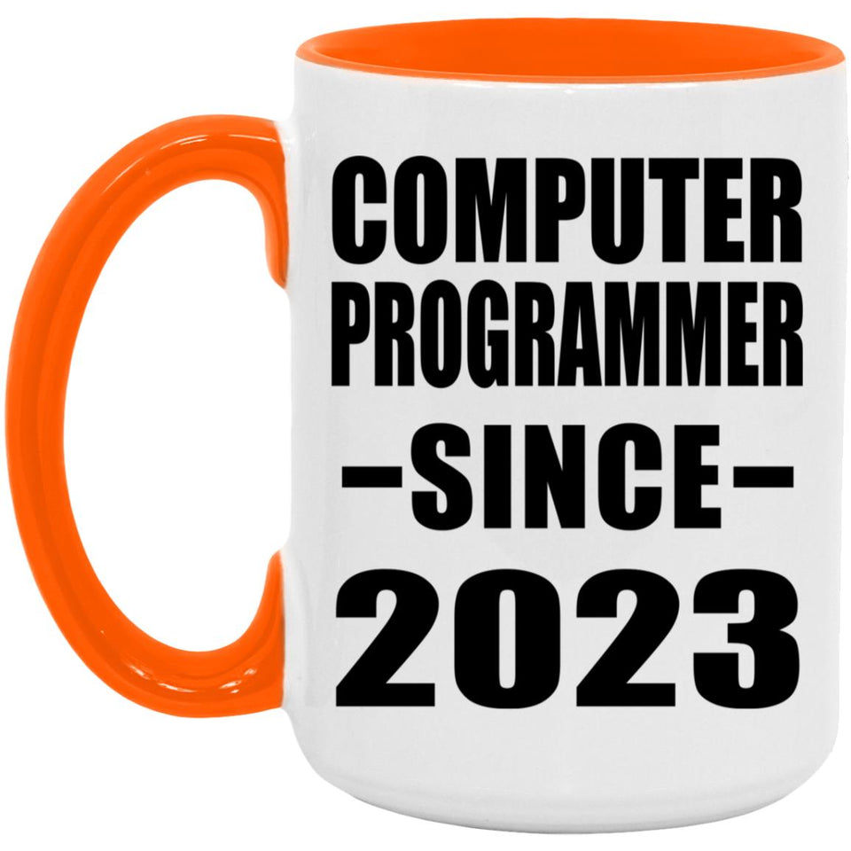 Computer Programmer Since 2023 - 15oz Accent Mug Orange