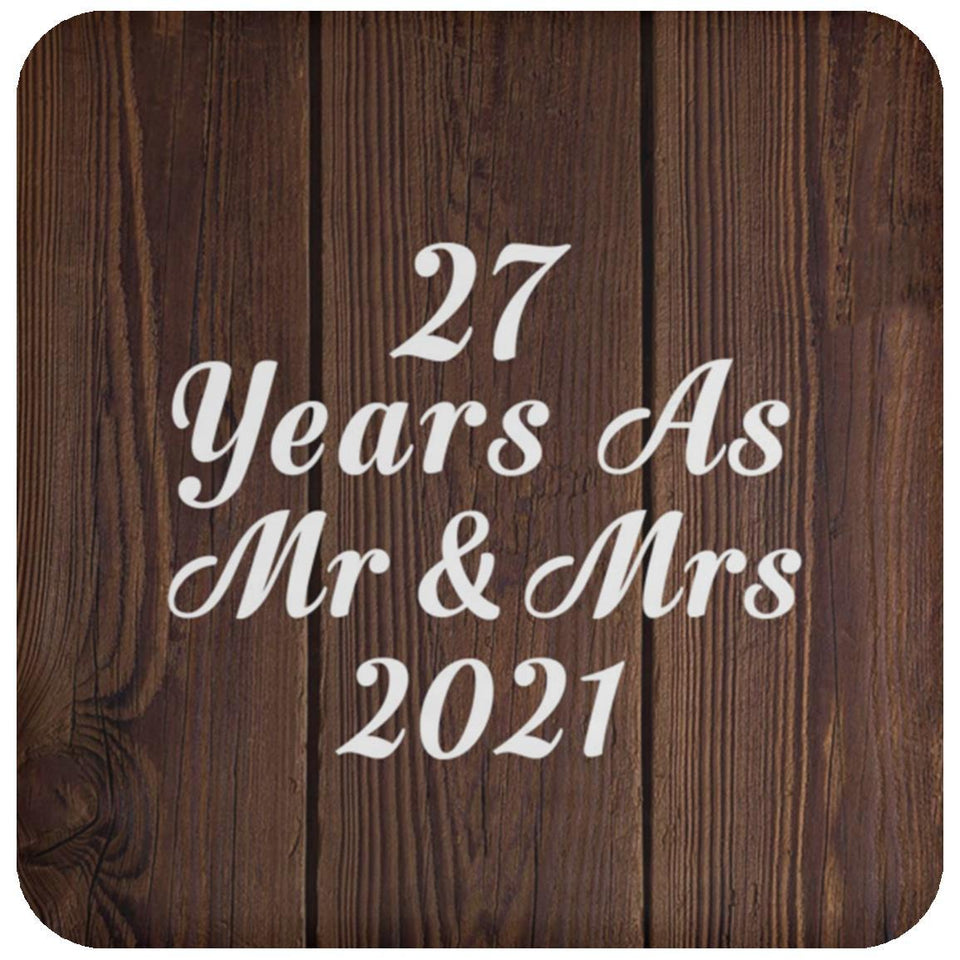 27th Anniversary 27 Years As Mr & Mrs 2021 - Drink Coaster D