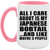 All I Care About Is My Japanese Bobtail - 15oz Accent Mug Pink