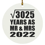 55th Anniversary Square Root of 3025 Years As Mr & Mrs 2022 - Circle Ornament