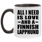 All I Need Is Love And A Finnish Lapphund - 11oz Accent Mug Black
