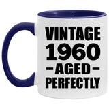 64th Birthday Vintage 1960 Aged Perfectly - 11oz Accent Mug Purple