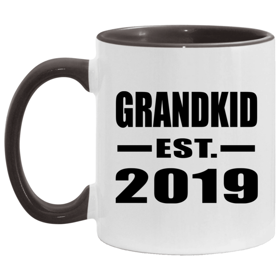 Grandkid Established EST. 2019 - 11oz Accent Mug Black