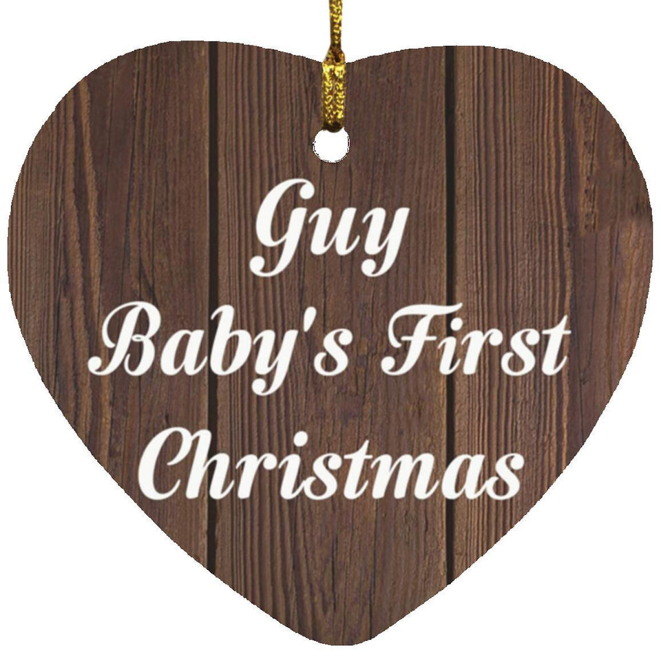 Guy Baby's First Christmas - Heart Ornament D