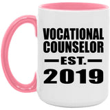 Vocational Counselor Established EST. 2019 - 15oz Accent Mug Pink