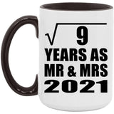 3rd Anniversary Square Root of 9 Years As Mr & Mrs 2021 - 15oz Accent Mug Black