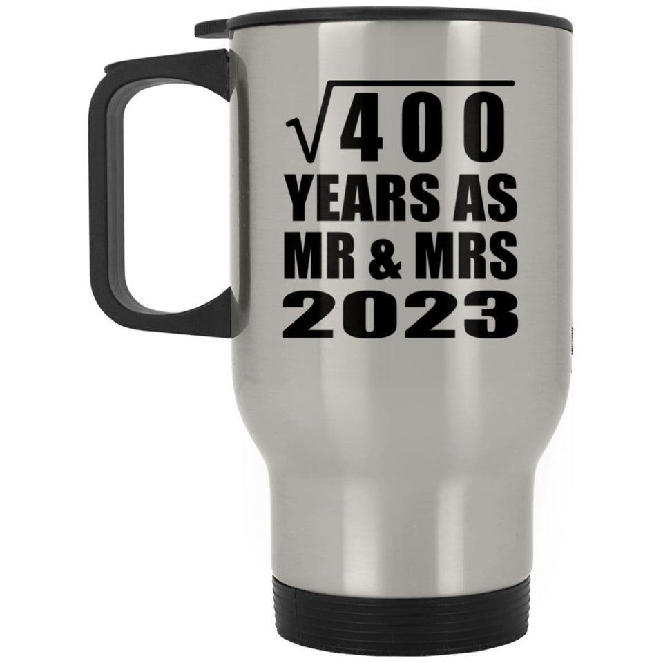20th Anniversary Square Root of 400 Years As Mr & Mrs 2023 - Silver Travel Mug
