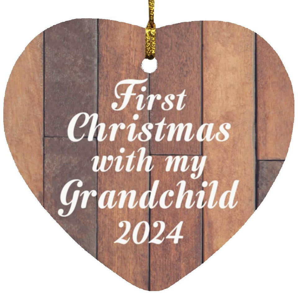 First Christmas With My Grandchild 2024 - Heart Ornament E