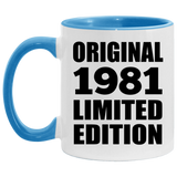 43rd Birthday Original 1981 Limited Edition - 11oz Accent Mug Blue
